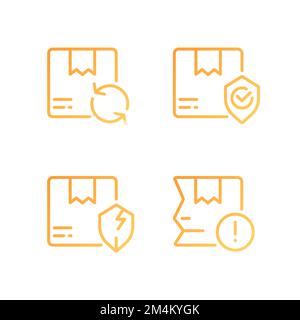 Delivery features and issues pixel perfect gradient linear vector icons set Stock Vector