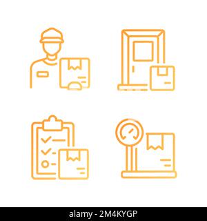 Courier service pixel perfect gradient linear vector icons set Stock Vector