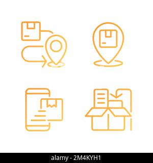 Delivery stages pixel perfect gradient linear vector icons set Stock Vector