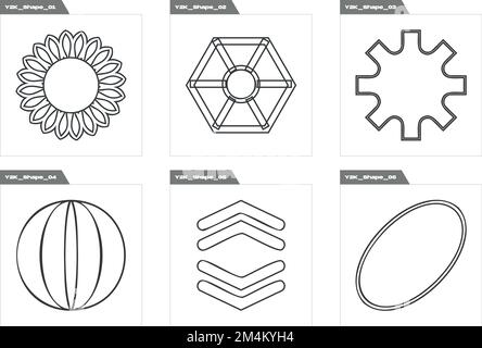 Brutalism shapes. Brutalism star and flower shapes. Cyberpunk elements. Stock Vector