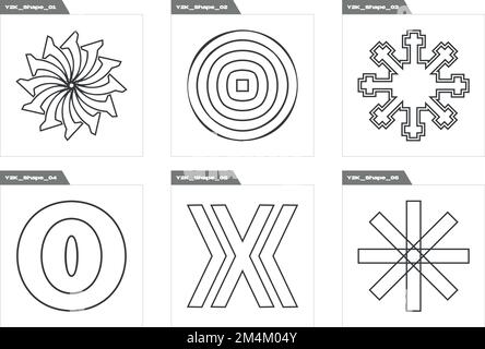 Retro futuristic elements for design. Large set of retro objects for design. Modern abstract forms. Stock Vector