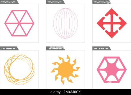 big collection of Y2k elements. set Y2k. geometric brutalism forms ...