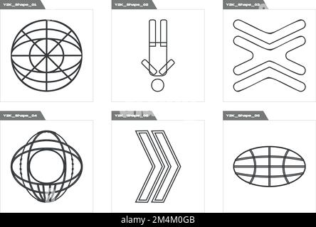 Vector Graphic Assets Set. Extraordinary Graphic Assets. Objects in y2k style. Stock Vector
