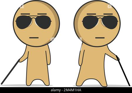 Blind man with glasses and a cane Stock Vector