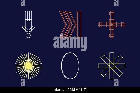 Set of Y2K style vectors of objects. Trendy geometric postmodern figures. Modern abstract forms. Stock Vector