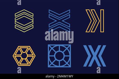 Vector set of Y2K. Rave psychedelic retro futuristic set. Flat minimalist icons. Stock Vector