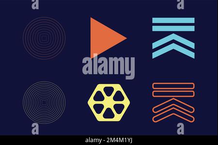 Retro futuristic elements for design. Large set of retro objects for design. Modern abstract forms. Stock Vector