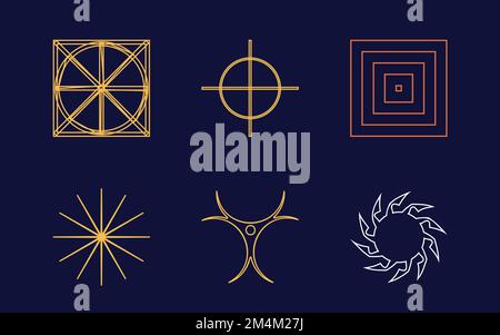 Retro futuristic elements for design. Retro futuristic graphic ornaments. For modern T-shirts designed. Stock Vector