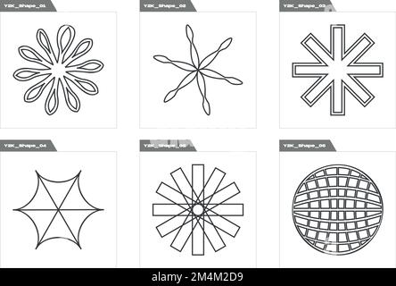 Vector set of Y2K. Extraordinary Graphic Assets. Elements for graphic decoration. Stock Vector