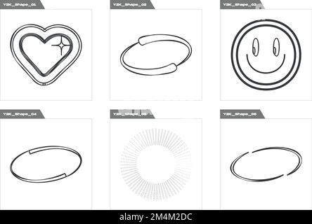Vector set of Y2K. Extraordinary Graphic Assets. Objects in y2k style. Stock Vector