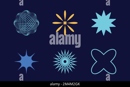 Vector Graphic Assets Set. Trendy geometric postmodern figures. For modern T-shirts designed. Stock Vector