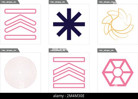 Vector set of Y2K. Extraordinary Graphic Assets. Elements for graphic decoration. Stock Vector