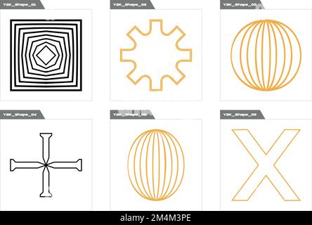 Set of Y2K style vectors of objects. Extraordinary Graphic Assets. Cyberpunk elements. Stock Vector