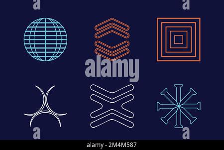 Brutalism shapes. Retro futuristic graphic ornaments. Flat minimalist icons. Stock Vector