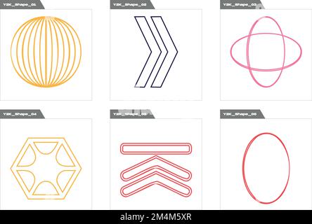 Collection of Y2K elements. Extraordinary Graphic Assets. Objects in y2k style. Stock Vector