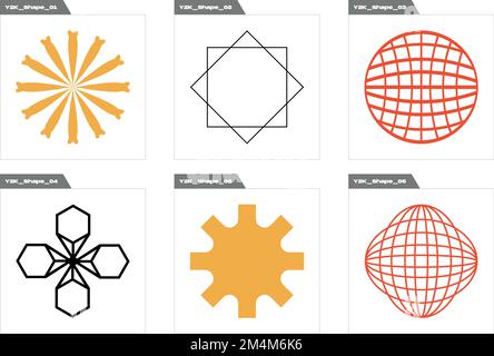 Set of Y2K style vectors of objects. Extraordinary Graphic Assets. Cyberpunk elements. Stock Vector