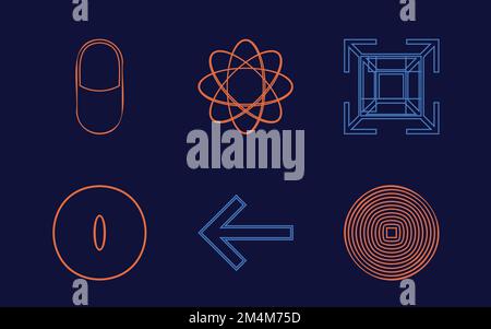 Brutalism shapes. Big collection of abstract graphic geometric symbols. Modern abstract forms. Stock Vector