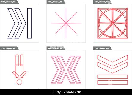 Vector set of Y2K. Large set of retro objects for design. Flat minimalist icons. Stock Vector