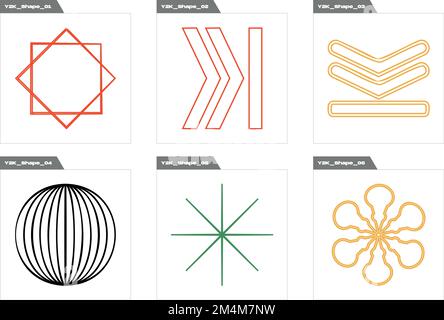 Vector set of Y2K. Extraordinary Graphic Assets. Elements for graphic decoration. Stock Vector