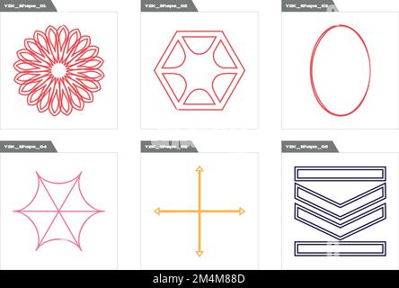 Retro futuristic elements for design. Retro futuristic graphic ornaments. Cyberpunk elements. Stock Vector
