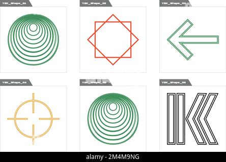 Retro futuristic elements for design. Retro futuristic graphic ornaments. For modern T-shirts designed. Stock Vector