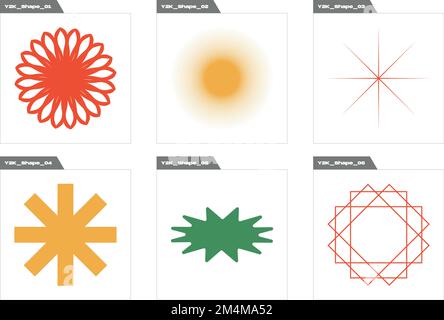 Retro futuristic elements for design. Retro futuristic graphic ornaments. Cyberpunk elements. Stock Vector