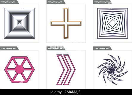 Collection of Y2K elements. Extraordinary Graphic Assets. Objects in y2k style. Stock Vector