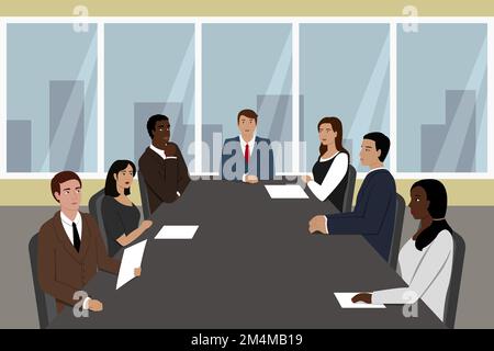 Meeting of board of directors. Vector illustration. Stock Vector