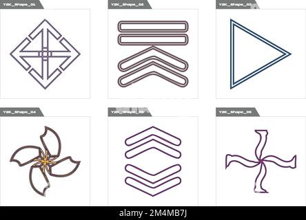 Brutalism shapes. Brutalism star and flower shapes. Cyberpunk elements. Stock Vector