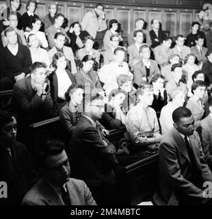 Sorbonne, Vera Korene, Lecture to Fulbright Students. Photographs of Marshall Plan Programs, Exhibits, and Personnel Stock Photo