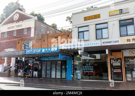 Shops and restaurants in Eastwood town centre, suburb of Sydney,NSW,Australia Stock Photo