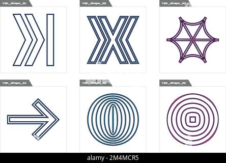 Vector set of Y2K. Large set of retro objects for design. Cyberpunk elements. Stock Vector