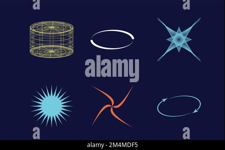 Brutalism shapes. Trendy geometric postmodern figures. Objects in y2k style. Stock Vector