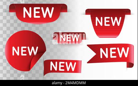 Best choice, order now, special offer, new and big sale banners. Red ribbons, tags and stickers Stock Vector