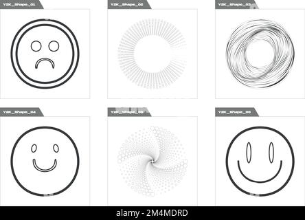 Retro futuristic elements for design. Extraordinary Graphic Assets. Cyberpunk elements. Stock Vector
