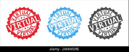 Virtual square isolated sign set. Virtual stamp Stock Vector