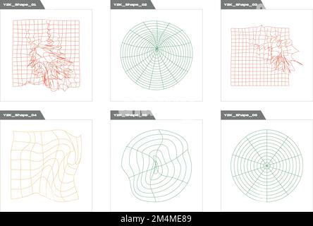 Retro futuristic elements for design. Retro futuristic graphic ornaments. Flat minimalist icons. Stock Vector