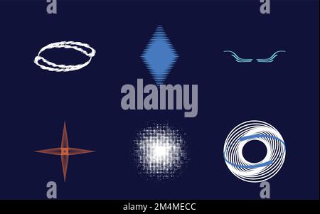 Vector set of Y2K. Rave psychedelic retro futuristic set. Flat minimalist icons. Stock Vector