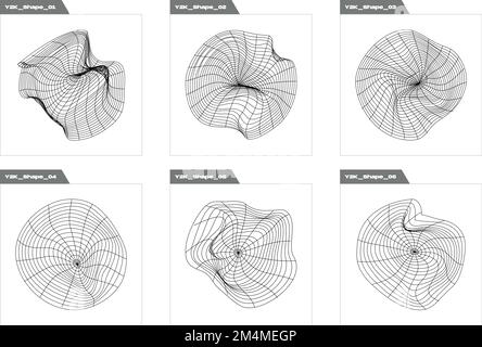 Brutalism shapes. Big collection of abstract graphic geometric symbols. Cyberpunk elements. Stock Vector