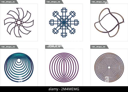 Vector set of Y2K. Extraordinary Graphic Assets. Objects in y2k style. Stock Vector