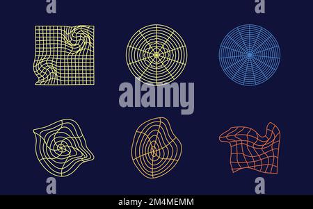 Collection of Y2K elements. Big collection of abstract graphic geometric symbols. Modern abstract forms. Stock Vector