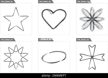 Vector Graphic Assets Set. Large set of retro objects for design. Modern abstract forms. Stock Vector