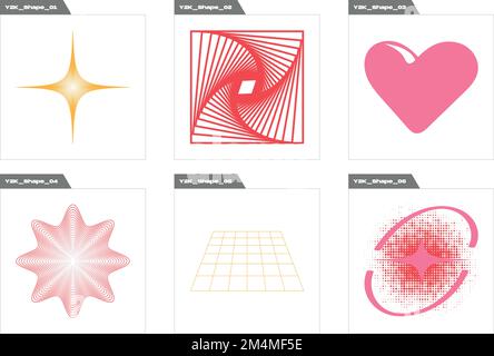 Brutalism shapes. Brutalism star and flower shapes. Cyberpunk elements. Stock Vector