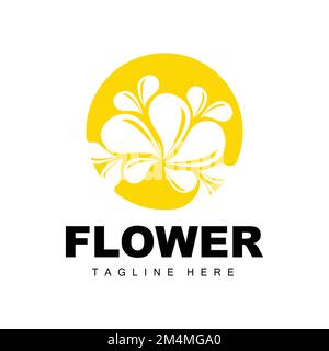 Flower Logo, Flower Garden Design With Simple Style Vector Product Brand, Beauty Care, Natural Stock Vector