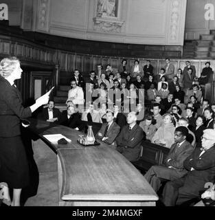 Sorbonne, Vera Korene, Lecture to Fulbright Students. Photographs of Marshall Plan Programs, Exhibits, and Personnel Stock Photo