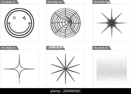 Brutalism shapes. Trendy geometric postmodern figures. Objects in y2k style. Stock Vector