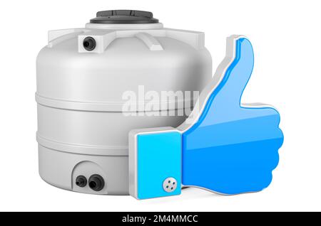 Water tank with like icon, 3D rendering isolated on white background Stock Photo