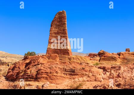 Petra, Jordan Stone obelisk for Nabataean gods near the High Place of Sacrifice in famous historical and archaeological city Stock Photo