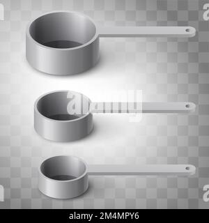 Set of Stainless Steel Measuring Spoons in Varying Sizes, Used to Measure an amount of an ingredient. Illustration on a Transparent Background Stock Vector