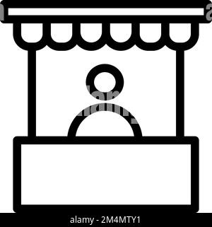 Shop Assistant Illustration Line Icon Design Stock Vector